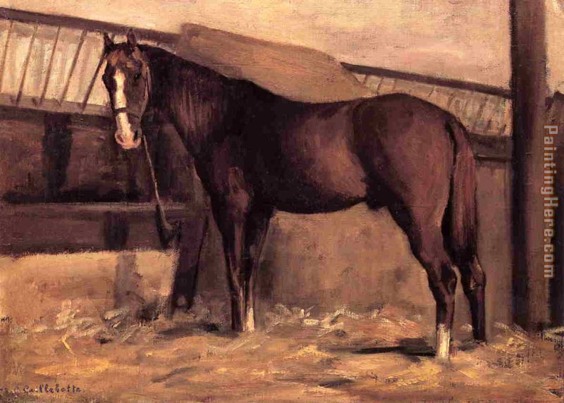 Gustave Caillebotte Yerres, Reddish Bay Horse in the Stable